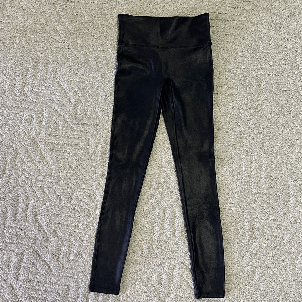 Spanx Black Faux Leather Sleek Leggings Size S